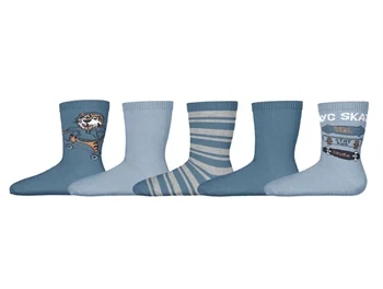 5-pak strømper fra Name It i blå nuancer med print og striber